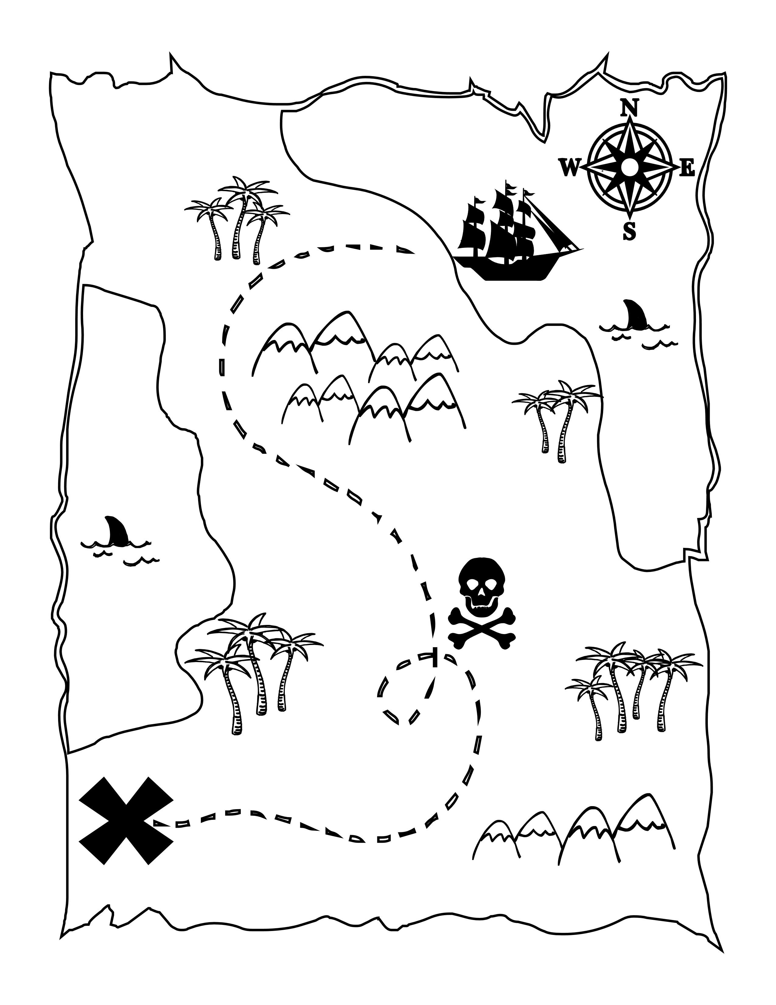 treasure map kids 3 free printable pirate map a fun coloring page for the kids lilluna 2550 x 3300